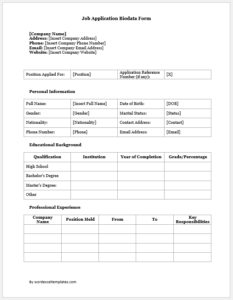 Job Application Biodata Form