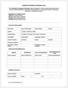 Medical Practitioner Biodata Form