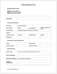 Patient Biodata Form