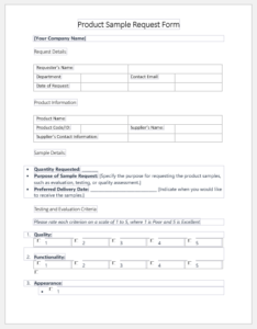 Product Sample Request Form