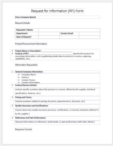 Request for Information (RFI) Form