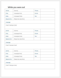 Telephone Message Log Templates MS Word | Word & Excel Templates