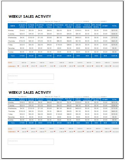 Weekly Sales Report Templates For MS Excel Word Excel Templates