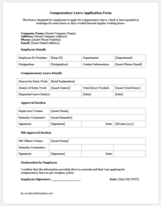 Compensatory Leave Application Form