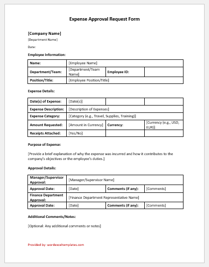 Expense Approval Request Form