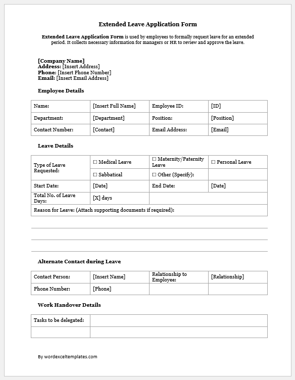 Extended Leave Application Form