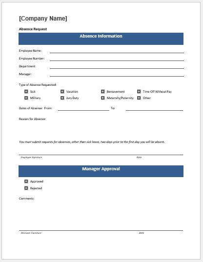 Time Off Request Form Template Ms Word Word Excel Templates - Vrogue