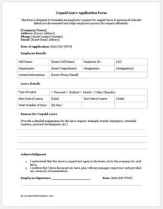 Unpaid Leave Application Form