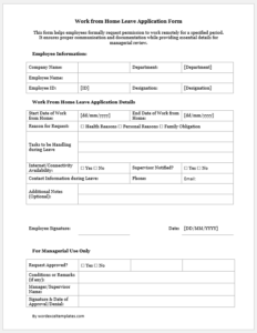 Work from Home Leave Application Form