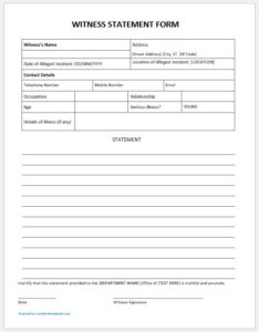 Student Witness Statement Forms MS Word | Download FREE