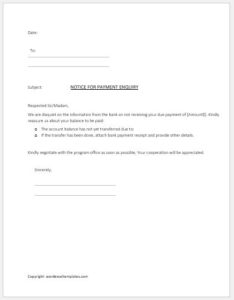 Payment Inquiry Form Templates MS Word | Word & Excel Templates