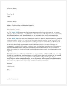reprimand closing letter Letter Reprimand Sample  Guide Writing with Word Template