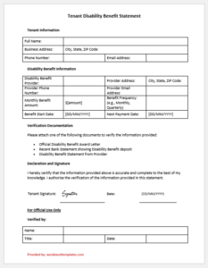 Tenant Disability Benefit Statement