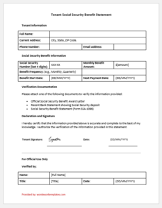 Tenant Social Security Benefit Statement