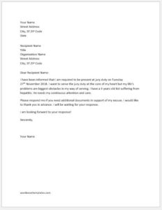 Jury Duty Excuse Letter Sample Templates | Download Files