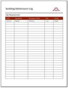 Building Maintenance Log Templates | Word & Excel Templates