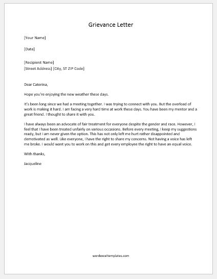 Unfair Treatment In The Workplace Complaint Letter Collection Letter 