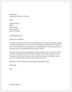 Sick Leave Letter to Class Teacher | Word & Excel Templates