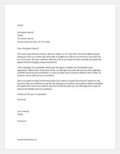 Letter to Tenant to Renew Lease or Vacate | Download Samples