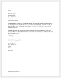 No Smoking Warning Letter to Tenant | Word & Excel Templates