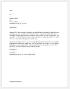 Request Letter for Change in Time | Word & Excel Templates