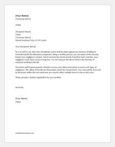 Disciplinary Action Policy Letter to Employee | Copy Samples