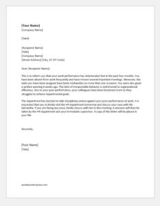 Disciplinary Action Policy Letter to Employee | Copy Samples