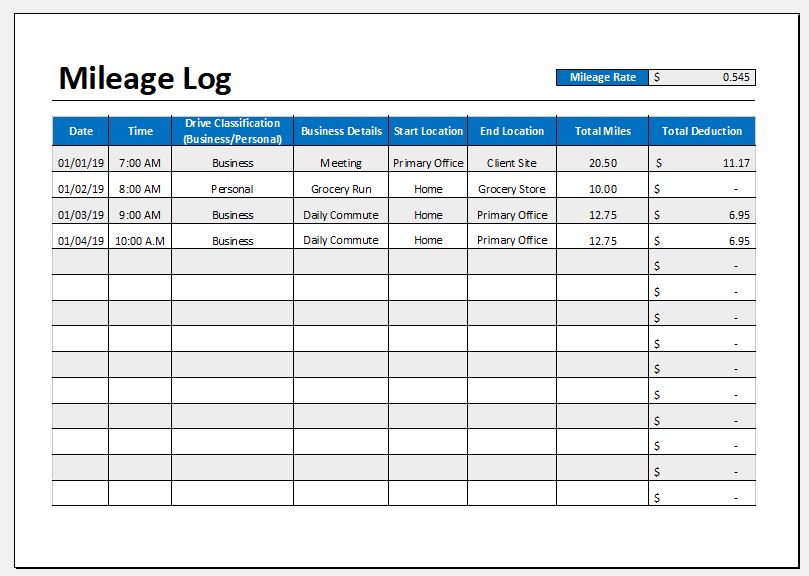 10+ Vehicle Mileage Log Templates for MS Excel Word & Excel Templates
