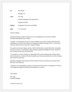 Resignation Letter Expressing Disappointment | Word & Excel Templates