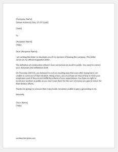 Resignation Letter due to Humiliation | Word & Excel Templates