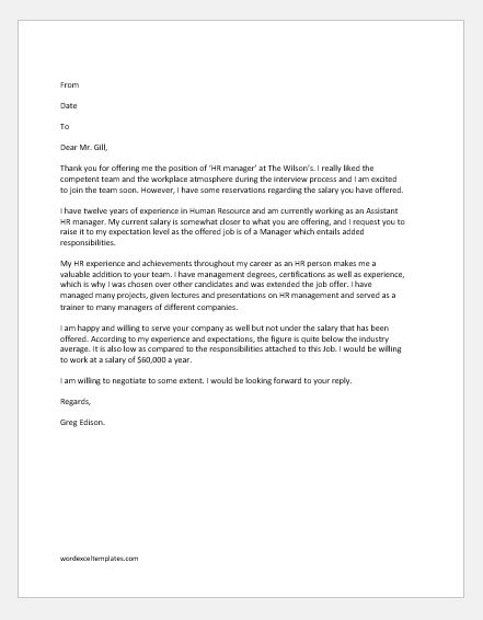 Salary Negotiation Email Sample Letter For Your Needs Letter Template 