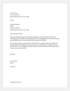 Letter to Inform a Customer of an Incorrect Payment | Word & Excel ...