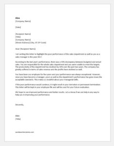 Letter to Sales Manager for Poor Performance | FREE Download