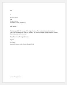 Invoice Request Letters & Emails | Word & Excel Templates