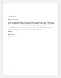 Letters to Professor related to Assignment & Grades | Word & Excel ...