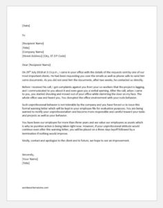 Unprofessional Behavior Warning Letters | Download Files