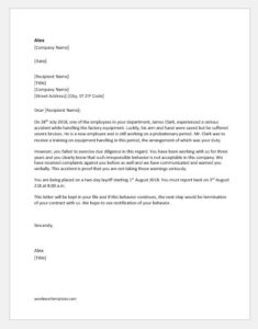 Warning Letter for Irresponsible Behavior | Word & Excel Templates