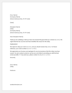 Apology Letter for Delay in Shipment | Word & Excel Templates