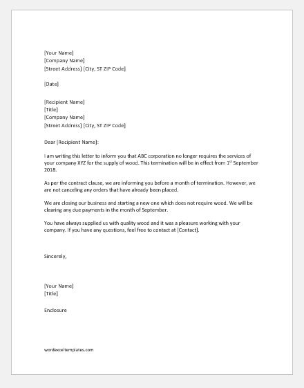 Contract Cancellation Letter Sample Database Letter Template Collection 