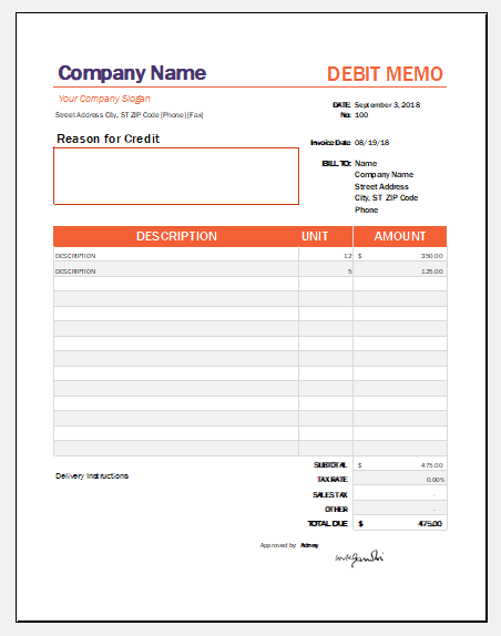 5 Debit Note Formats for MS Word  Word & Excel Templates