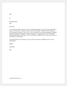 Letter In Response To The Request Made For Resume 