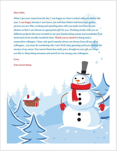 Sample Secret Santa Emails To Copy Send Word Excel Templates