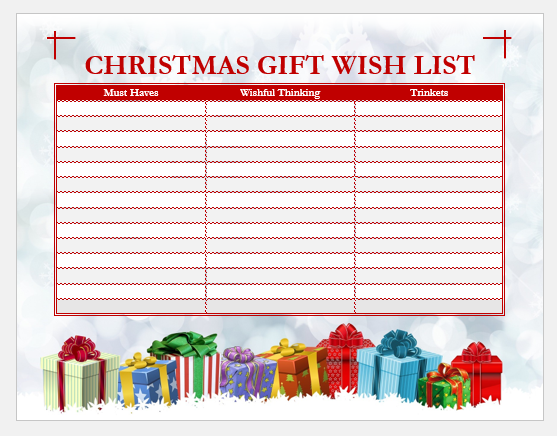 Christmas Wish List Template Microsoft Word For Your Needs