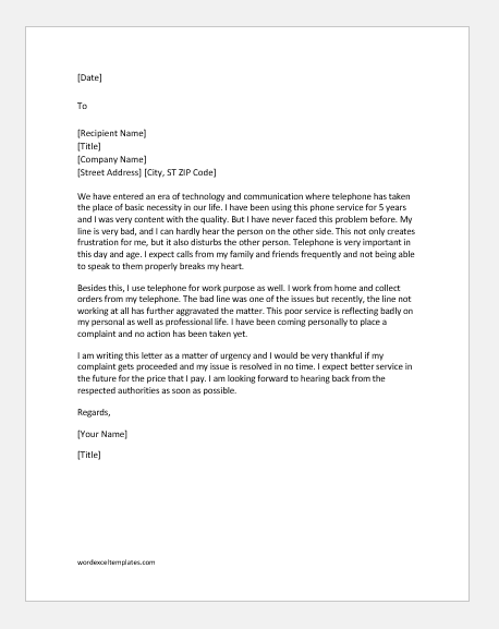 Sample Letter Of Complaint About Poor Customer Service
