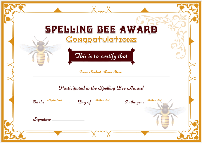 Spelling Bee Certificate Templates For Word Word Excel Templates