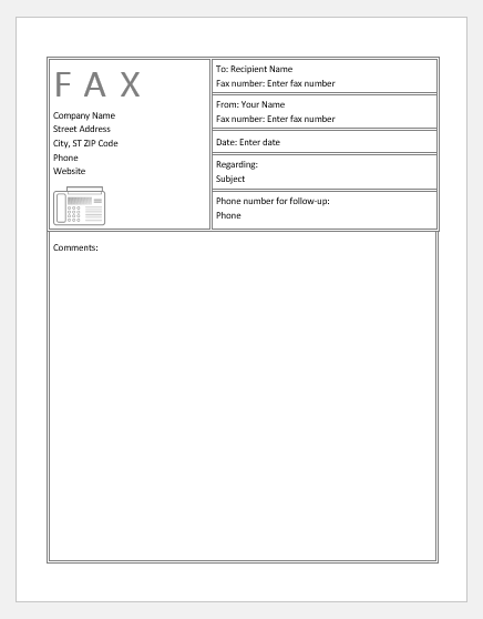 Fax cover sheet