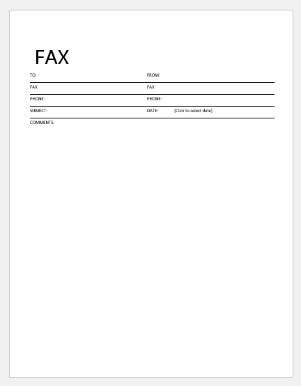 Fax cover sheet template