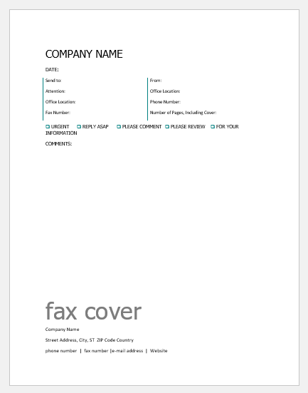 Fax cover sheet