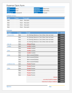 Expense Claim Record Sheet Template for Word | Word & Excel Templates