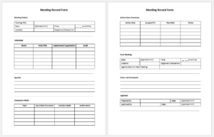 Meeting Record Form Templates for MS Word | Download Files